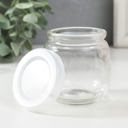 Bank for candles glass with a “pot -bellied” lid is a transparent 200 ml 7x7x7.5 cm-1