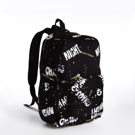 Young backpack from textiles on lightning, 3 pockets, black/yellow color-2