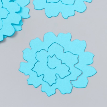 The workpiece of Foamiran "Flower Curly" 10x9.5 cm set 5 pcs. Ribbed pale blue-1