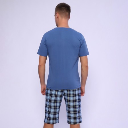 Male pajamas (T-shirt/shorts), gray-blue color, size 56-3