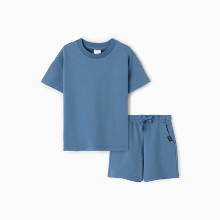 Kit for children (T -shirt, shorts), indigo color, height 128 cm