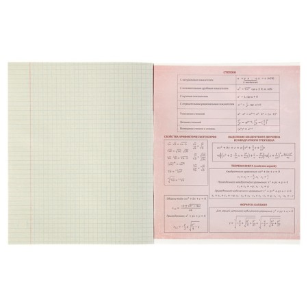 Black-white object notebook Calligrata, 48 sheets in the algebra cage, with reference material, covered paper cover, block No. 2, whiteness 75% (gray sheets)-2