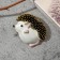 Brooch-Kulon "Hedgehog" Dreamer, white-pink color in black in gold