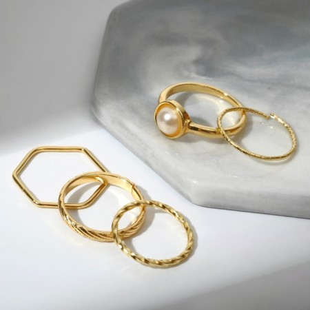 Ring set 5 pieces "perfect fingers" grace, white color in gold-1