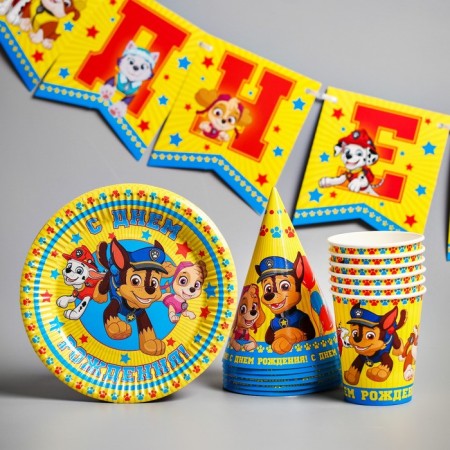 A set of paper utensils, on 6 people "Happy Birthday!", Puppy Patrol-1