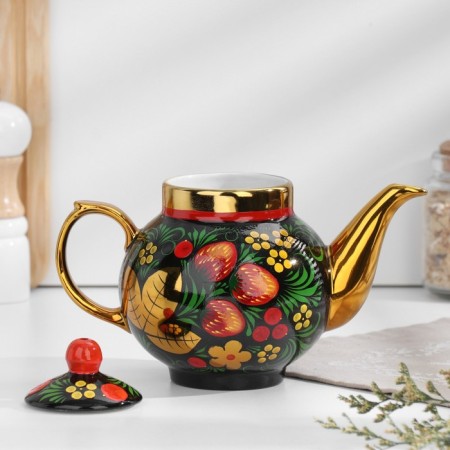 Khokhloma set, oval, 3 objects, samovar 3 l, a teapot 0.7 l, tray-15