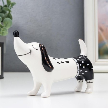 Souvenir Ceramics "Dachshund in shorts" White-black 9.3x5.3x13.7 cm-2