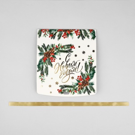 Box a gift New Year's folding "New Year's watercolor", embossing, 20 x 18 x 5 cm, New Year-6