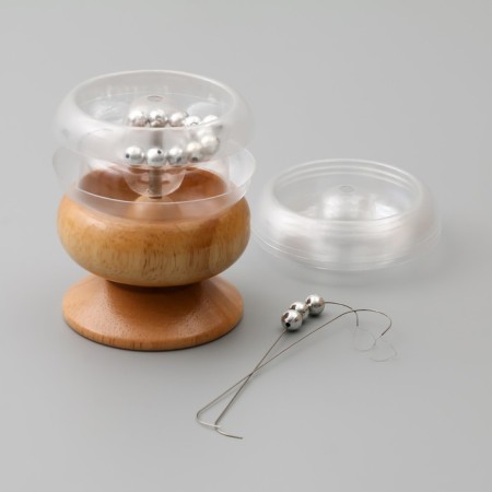 Spinner for beadwork 9 cm in a set of 5 interchangeable bowls, 2 needles for beads 9.3x9.3x12.5 cm-1