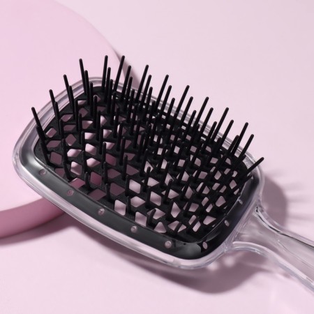 The comb is massage, wide, ventilated, 20.5 × 8.5 cm, black color/transparent-1