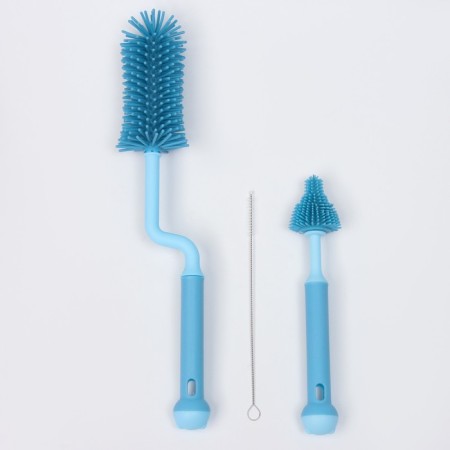 Set of brushes for bottles and nipples, 3 pcs., Blue color-2