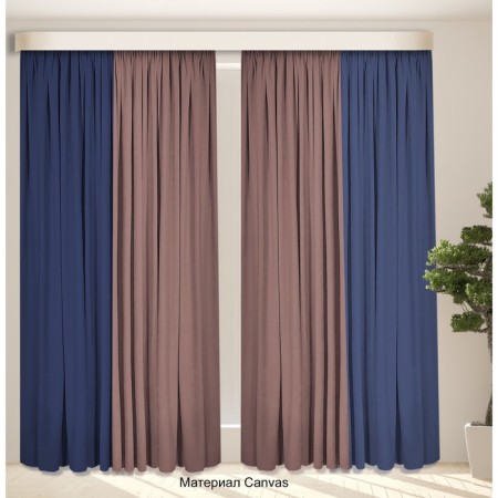 Set of curtains "Canvas", size 200x270 cm, 2 pcs, blue color, dusty rose