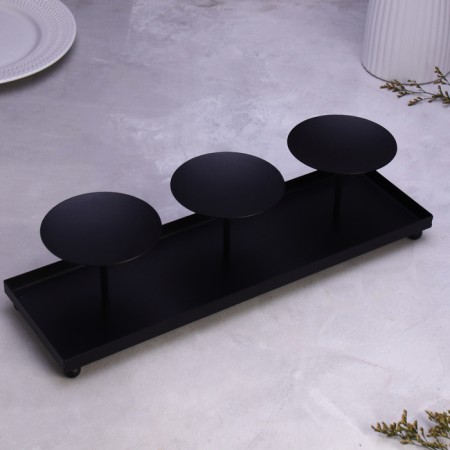 Triple candlestick 40x12x10cm, black-2