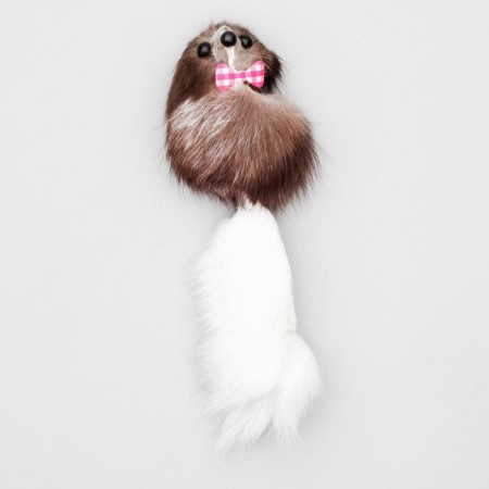 Mouse made of natural fur is small, housing 5 cm, mix of flowers-1