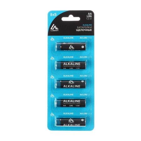 Alkaline battery (alkaline) Luazon, AA, LR6-5BL, tear-off blister, 5 pcs-1