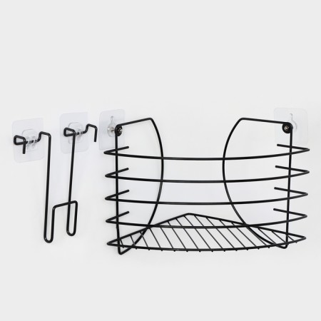 Corner shelf with a phone holder, 22.5 × 22.5 × 20.5 cm, black color-3