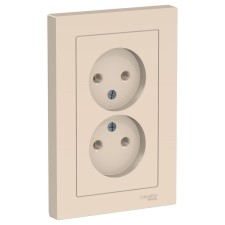 Double SE AtlasDesign, 16 A, 250 V, built -in, without salary, IP20, beige, Atn000220