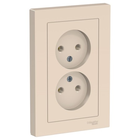 Double SE AtlasDesign, 16 A, 250 V, built -in, without salary, IP20, beige, Atn000220