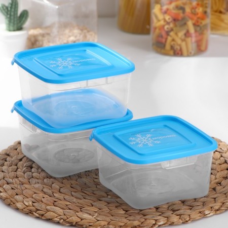 A set of square containers for freezing Morozko products, 1 l, color mix