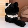 Soft toy "cat" with beads, 22 cm, black color
