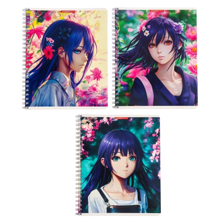 A notebook of 60 sheets in a cage on the crest "Girl Spring", cover Combined Cardboard, Uf-Loks, Mix