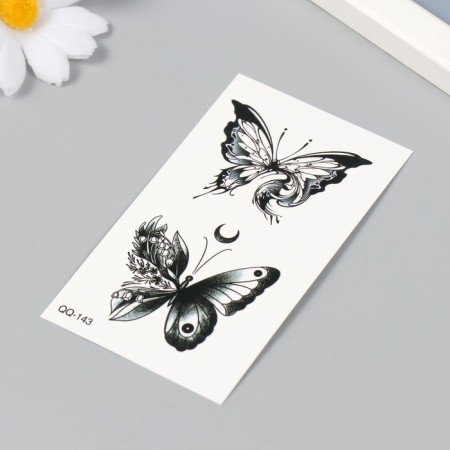 Tattoo on the body Black "Butterflies" 6x10.5 cm-1