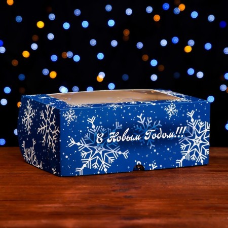 Packaging for 6 cupcakes with the window "Snowflakes", 25 x 17 x 10 cm-4