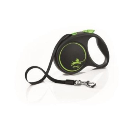 Roulette Flexi Black Design M (up to 25 kg) 5 m tape, black/green