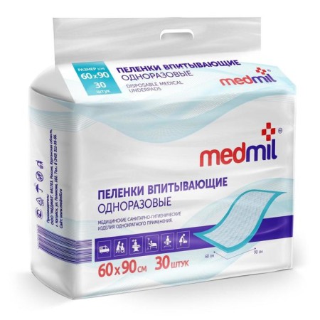 Diapers absorbing disposable Medmil, Optima, 60 x 90, 30 pcs.