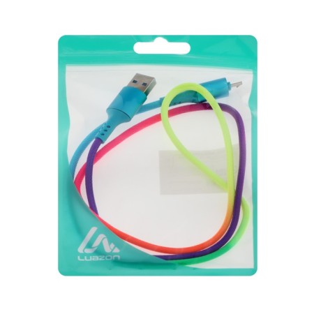Luazon cable, microUSB - USB, 2 A, 1 m, nylon braid, multi -colored-6