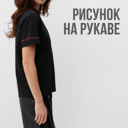 Women's T-shirt with Red Kant Basic Line Color Black, Rr. 48-10