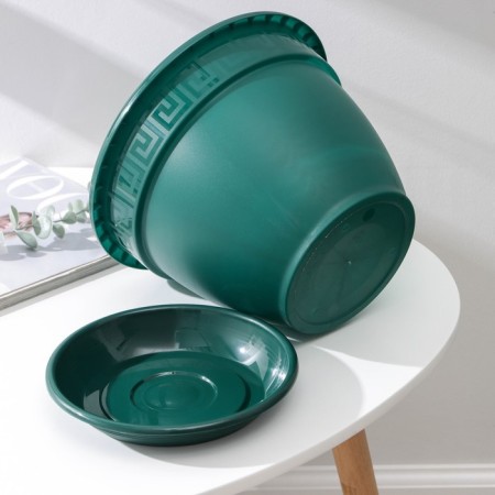Pot for flowers with a pallet "Antik", 4.9 l, d = 25 cm, color malachite-3