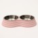 Metal dual bowl on a plastic base 2 x 160 ml, 25 x 14 x 5 cm, pink