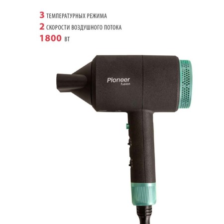 Pioneer HD-1802, 1800 W, 2 speeds, 3 temperature conditions, black and turquoise-1