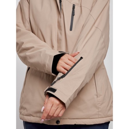 Ski jacket female winter, size 60, beige color-5