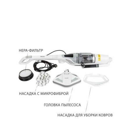 Vacuum cleaner Pioneer VC465S 3B1, vertical, steam, 1500W, black and white color-4
