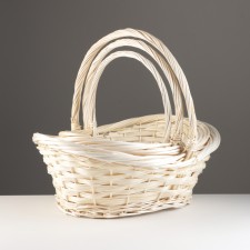 A set of baskets of 3 pcs, 53x42xh16/22/45, 46x36xh15/20/39, 38x29xh13/17/34 cm, whitened, willow