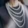 Beads "Pearl cascade", 5 threads, beads No. 8, 12, 14, milk color in silver, 70 cm