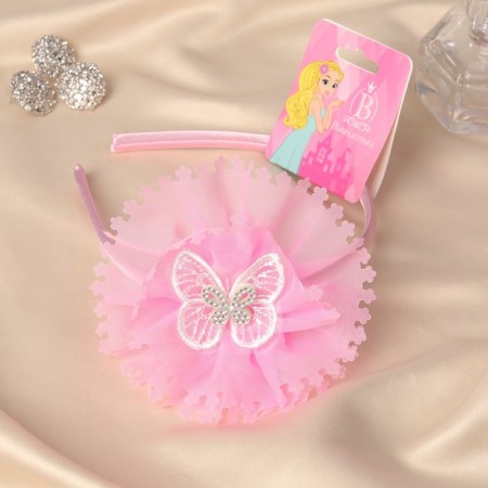 Hair cap "chosen" butterfly, 0.9 cm, pink-1