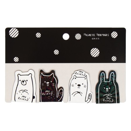 A set of magnetic bookmark for books Calligrata 4 pieces, "Cats", mix-2