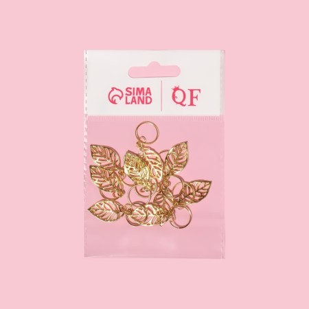 Hair piercing "Leaflets", 3.9 × 1.4 cm, 10 pcs, Golden color-6