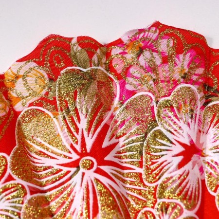 Fan plastic, textiles "Flower paradise" wide blades, sparkles mix 23 cm-1