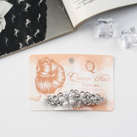 Hair hairpin "Florence" chamomile, 7 cm, silver-2
