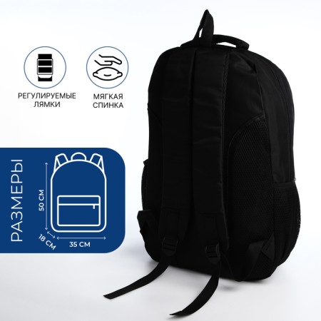 Youth backpack from textiles on lightning, 4 pockets, black/blue color-1
