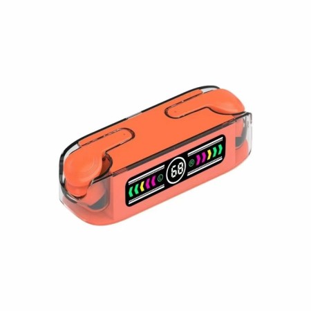 Wireless headphones KM12, TWS, inserts, BT 5.0, 30/200 mAh, transparent, orange-1