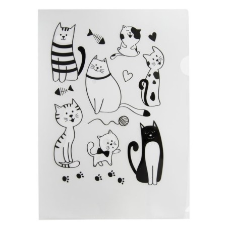 A4, 180 μm folder, calligrata "cats", translucent, with print, mix-3
