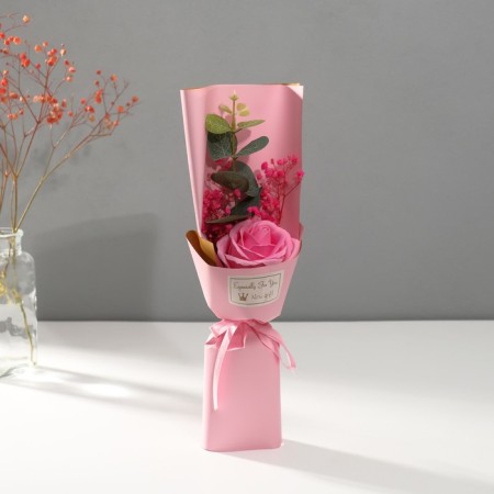 Bouquet of soap petals "Rose and eucalyptus" Pink 7.5x11x34.5 cm