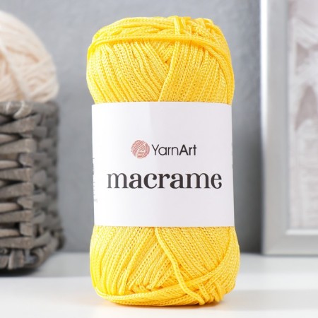 Yarn "Macrame Macrama" 100% polyester 130m/90g (142 yellow)-4