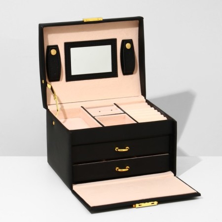 Steam for jewelry "Casket" sliding with a mirror, 17.5 × 14 × 13.5, color black-5