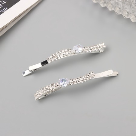 Invisibility for hair "Beat" (set 2 pcs) wave, 6 cm, silver